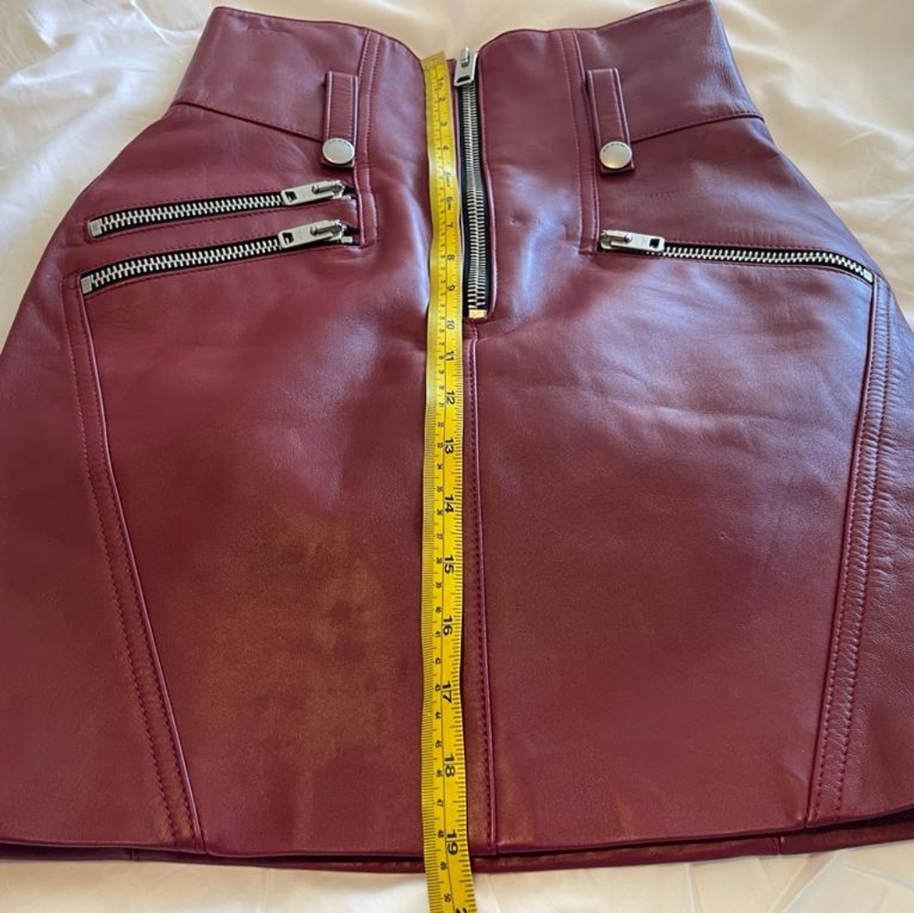 COACH High Waisted Lambskin Moto Skirt - Picture 6 of 11